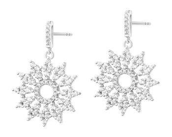 Rhodium Plated Silver Dangling Earring with Cubic Zirconia