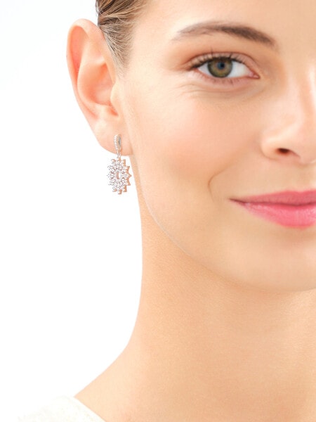 Rhodium Plated Silver Dangling Earring with Cubic Zirconia