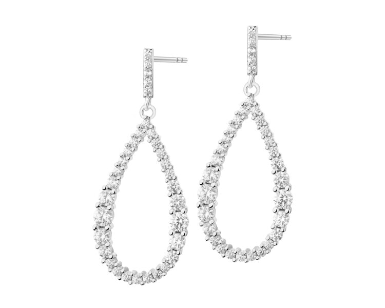 Rhodium Plated Silver Dangling Earring with Cubic Zirconia