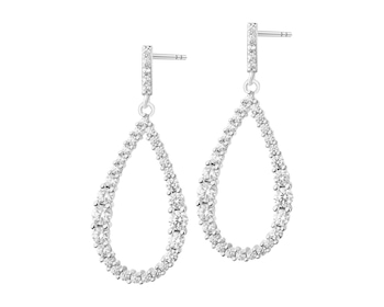 Rhodium Plated Silver Dangling Earring with Cubic Zirconia