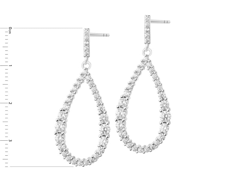 Rhodium Plated Silver Dangling Earring with Cubic Zirconia