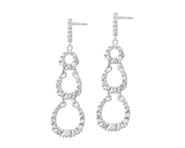 Rhodium Plated Silver Dangling Earring with Cubic Zirconia