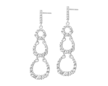 Rhodium Plated Silver Dangling Earring with Cubic Zirconia