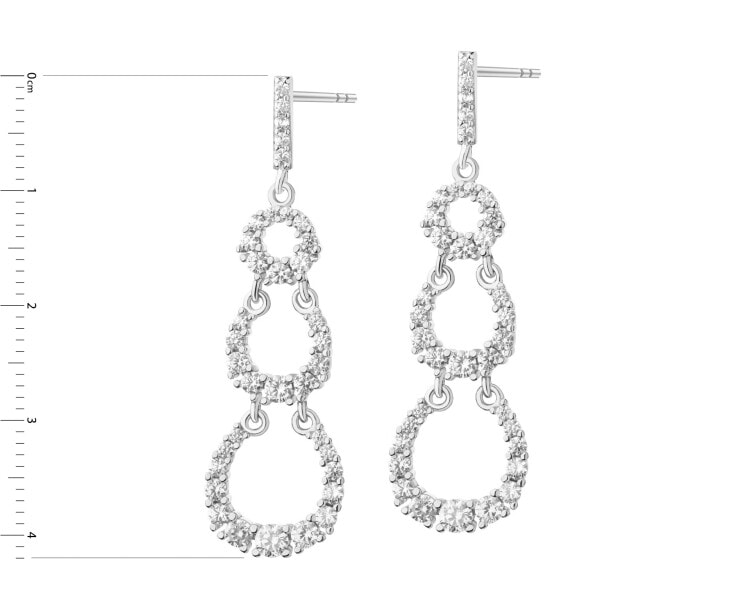 Rhodium Plated Silver Dangling Earring with Cubic Zirconia