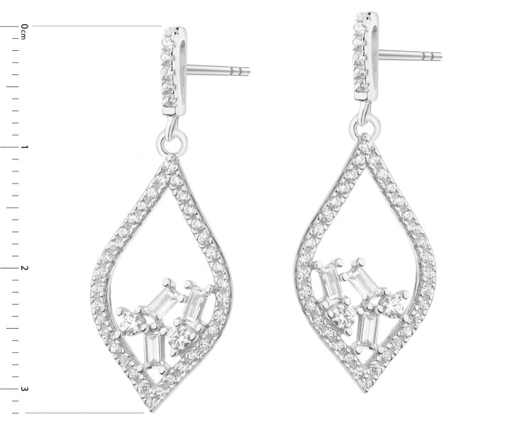 Rhodium Plated Silver Dangling Earring with Cubic Zirconia
