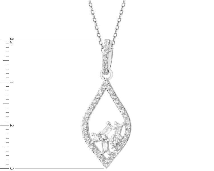 Rhodium Plated Silver Pendant with Cubic Zirconia