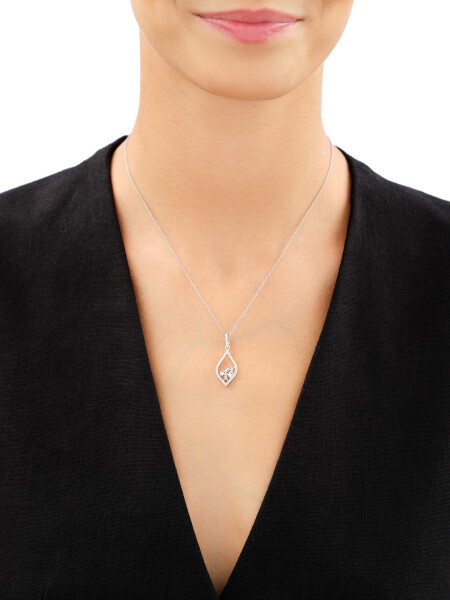 Rhodium Plated Silver Pendant with Cubic Zirconia