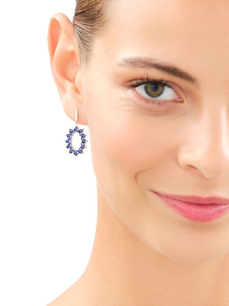 Rhodium Plated Silver Dangling Earring with Cubic Zirconia