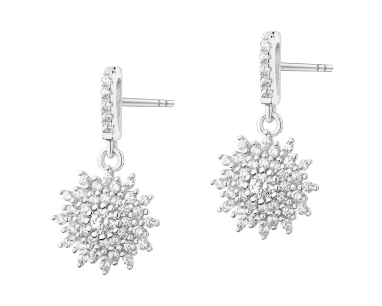 Rhodium Plated Silver Dangling Earring with Cubic Zirconia