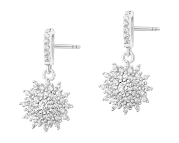 Rhodium Plated Silver Dangling Earring with Cubic Zirconia