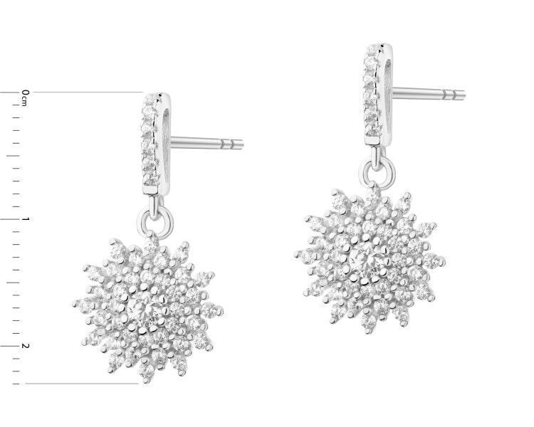 Rhodium Plated Silver Dangling Earring with Cubic Zirconia