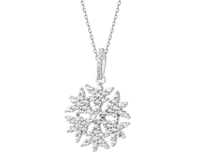 Rhodium Plated Silver Pendant with Cubic Zirconia