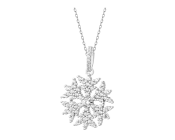 Rhodium Plated Silver Pendant with Cubic Zirconia