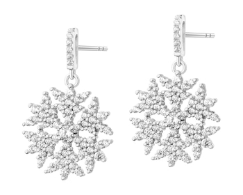 Rhodium Plated Silver Dangling Earring with Cubic Zirconia