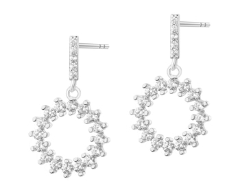 Rhodium Plated Silver Dangling Earring with Cubic Zirconia