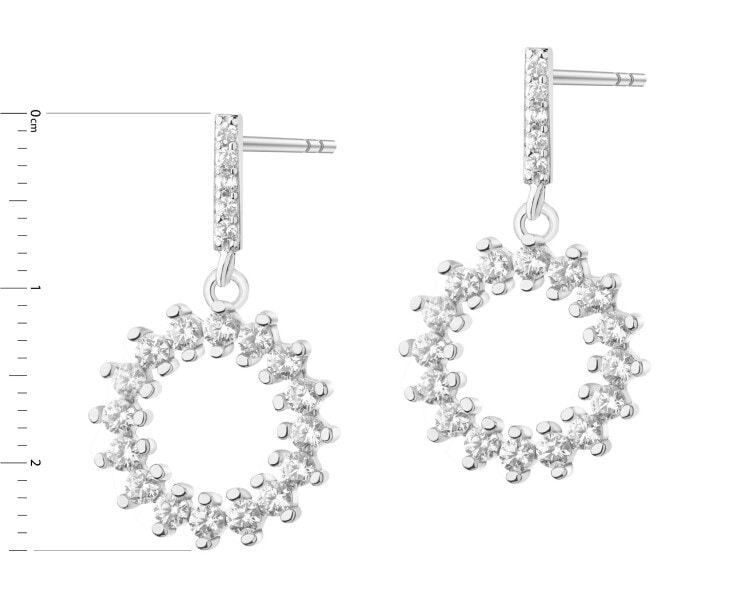 Rhodium Plated Silver Dangling Earring with Cubic Zirconia