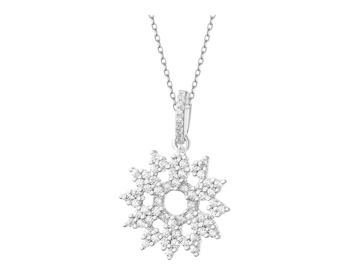 Rhodium Plated Silver Pendant with Cubic Zirconia