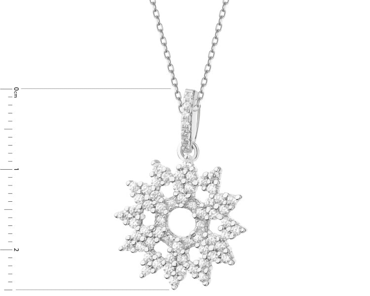 Rhodium Plated Silver Pendant with Cubic Zirconia