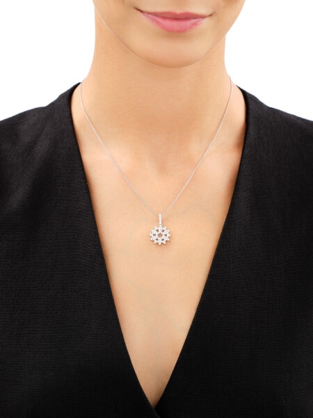 Rhodium Plated Silver Pendant with Cubic Zirconia