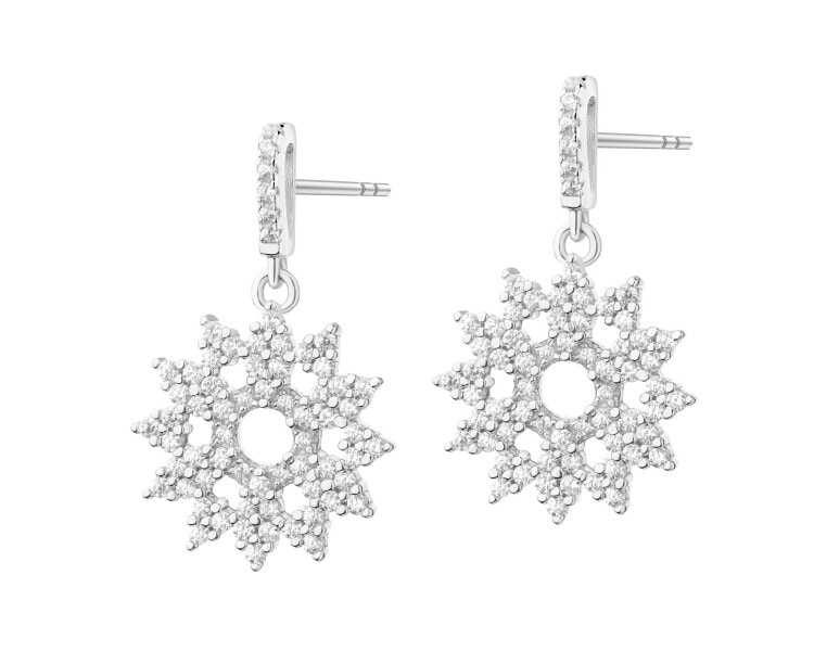 Rhodium Plated Silver Dangling Earring with Cubic Zirconia