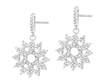 Rhodium Plated Silver Dangling Earring with Cubic Zirconia