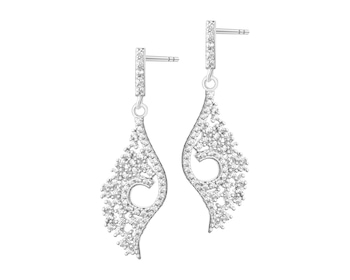 Rhodium Plated Silver Dangling Earring with Cubic Zirconia