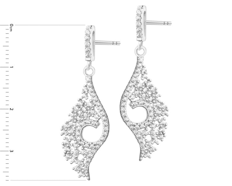 Rhodium Plated Silver Dangling Earring with Cubic Zirconia