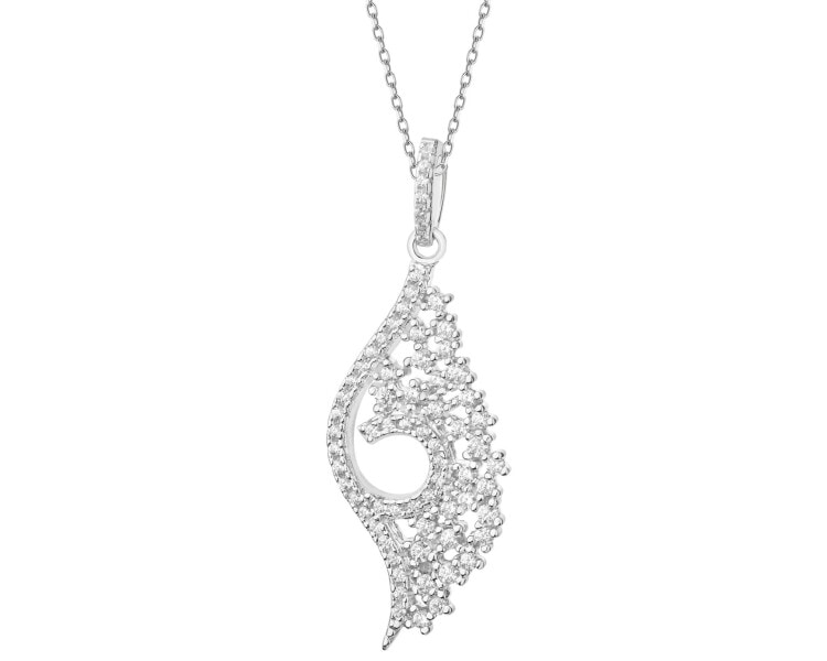 Rhodium Plated Silver Pendant with Cubic Zirconia