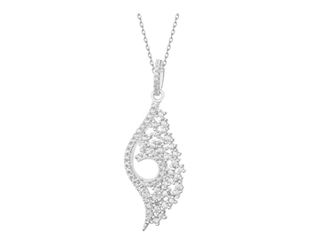 Rhodium Plated Silver Pendant with Cubic Zirconia