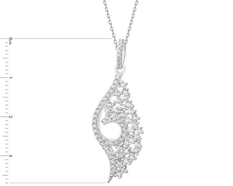 Rhodium Plated Silver Pendant with Cubic Zirconia