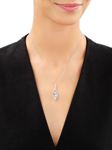 Rhodium Plated Silver Pendant with Cubic Zirconia