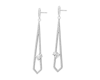 Rhodium Plated Silver Dangling Earring with Cubic Zirconia