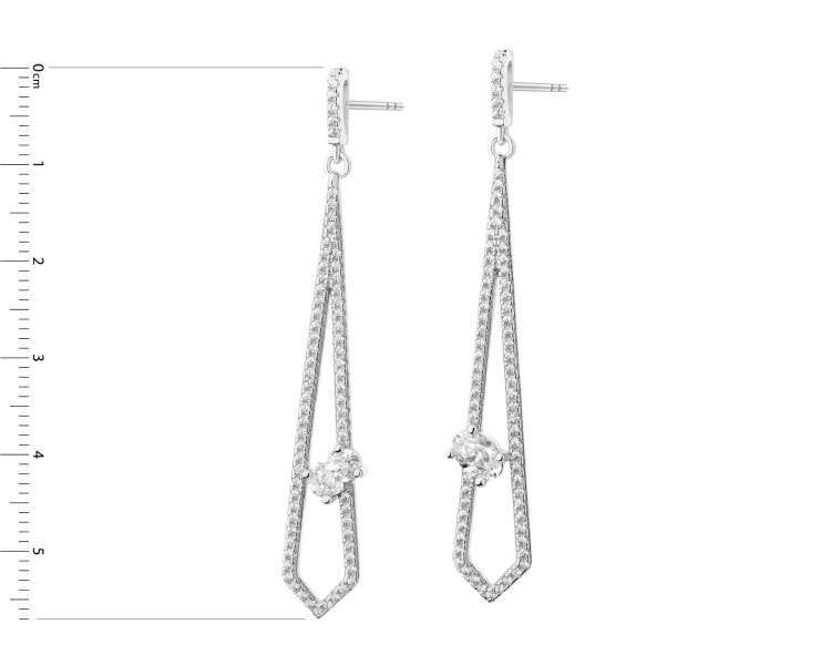 Rhodium Plated Silver Dangling Earring with Cubic Zirconia