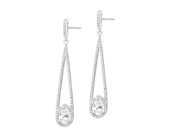 Rhodium Plated Silver Dangling Earring with Cubic Zirconia