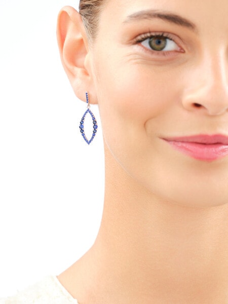 Rhodium Plated Silver Dangling Earring with Cubic Zirconia