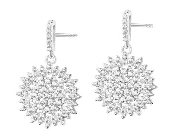 Rhodium Plated Silver Dangling Earring with Cubic Zirconia