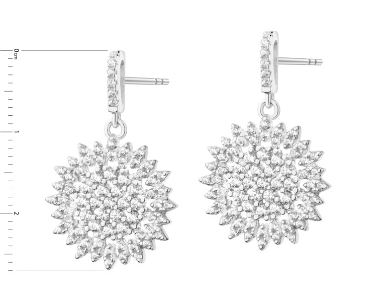 Rhodium Plated Silver Dangling Earring with Cubic Zirconia
