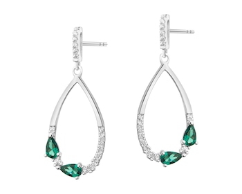 Rhodium Plated Silver Dangling Earring with Cubic Zirconia