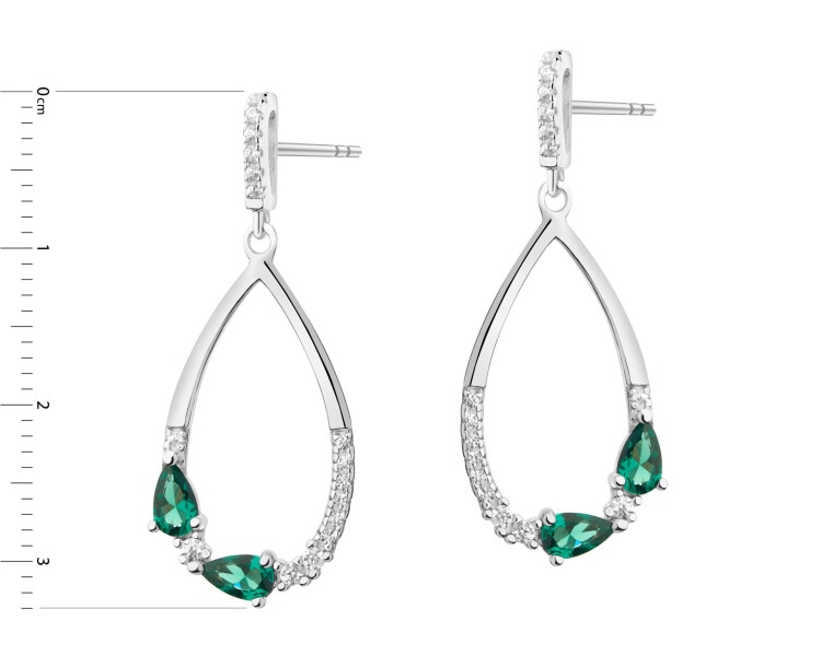 Rhodium Plated Silver Dangling Earring with Cubic Zirconia