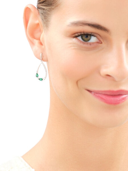 Rhodium Plated Silver Dangling Earring with Cubic Zirconia