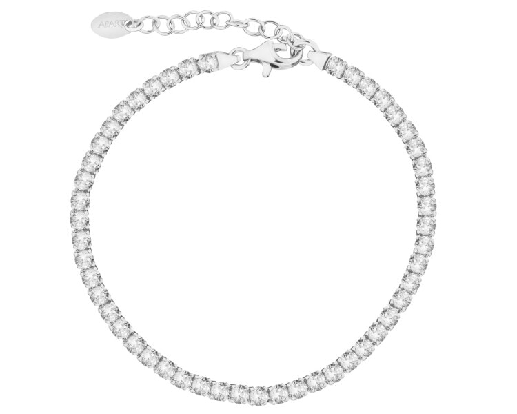 Rhodium Plated Silver Tennis Bracelet with Cubic Zirconia