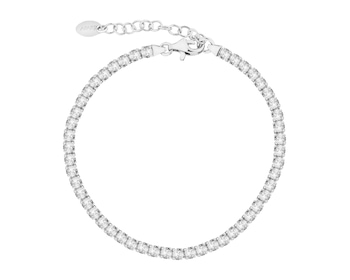 Rhodium Plated Silver Tennis Bracelet with Cubic Zirconia