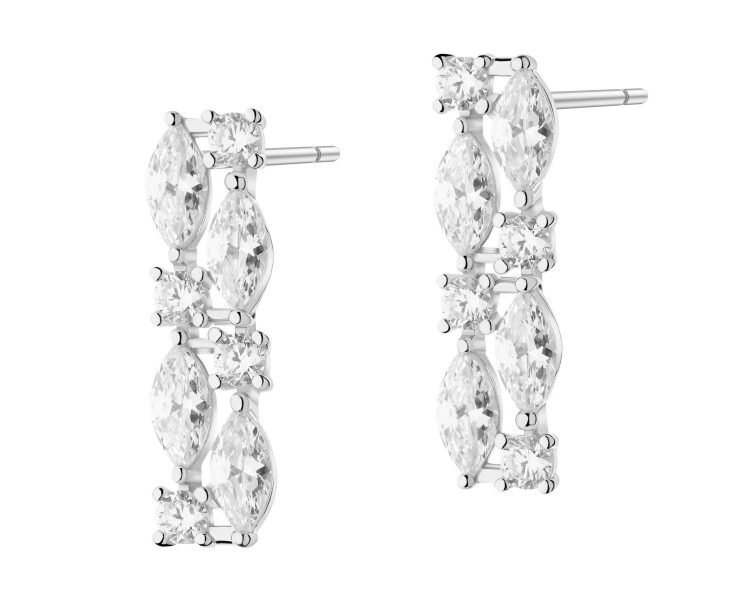 Rhodium Plated Silver Earrings with Cubic Zirconia