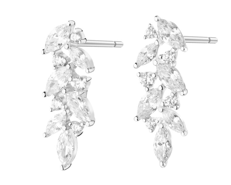 Rhodium Plated Silver Earrings with Cubic Zirconia