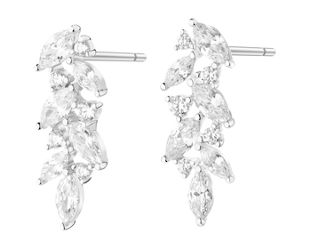 Rhodium Plated Silver Earrings with Cubic Zirconia