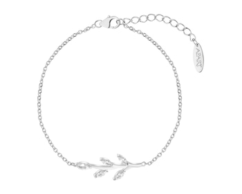 Rhodium Plated Silver Bracelet with Cubic Zirconia