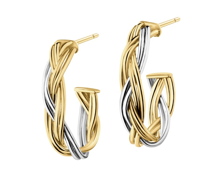 14 K Rhodium-Plated Yellow Gold Earrings 