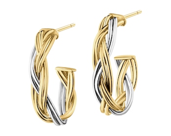 14 K Rhodium-Plated Yellow Gold Earrings 