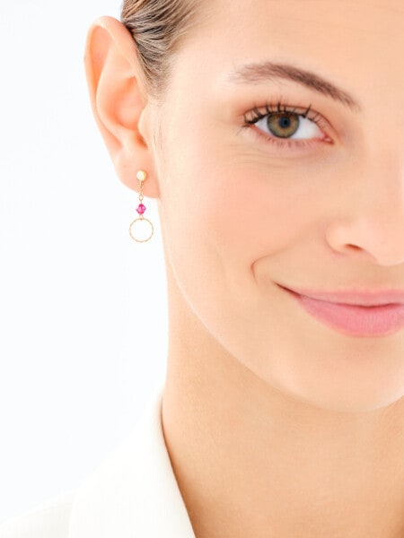 Złote kolczyki i naszyjnik z cyrkoniami - komplet - koła