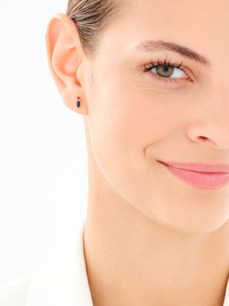 14 K Yellow Gold Set with Synthetic Sapphire